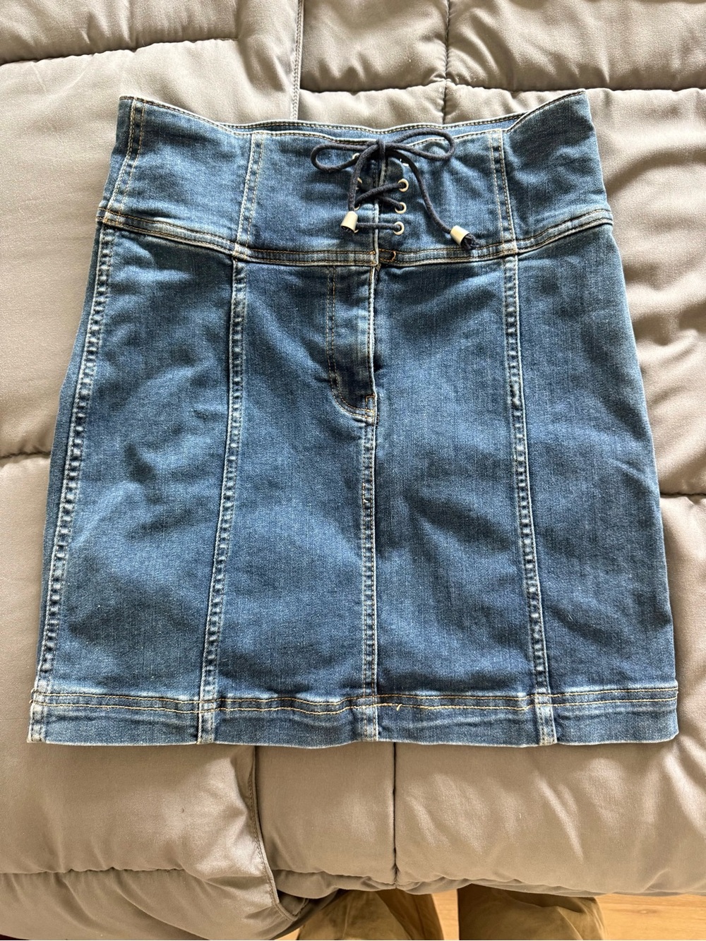 Free People Lace Up Denim Skirt Mini Skirt Blue Size Small